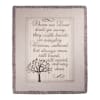 Fringed memorial throw with a quote and tree graphic