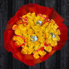 50 Yellow Roses with Bee and Red Bows, wrapped in beautiful red