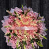 100 White &amp; Pink Roses with beautiful lilies and a personalized ribbon