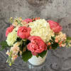 This beautiful arrangement of Peony, Hydrangea &amp; Stock makes a wonderful gift