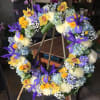 blue, orange, white 
