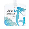 Mermaid-themed hanging ornament with blue text and waves