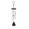 Black hanging wind chime with floral-patterned tubes