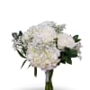 A compact, hand-tied event posy built from large white roses and clustered