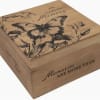 Wooden memorial box with butterfly and floral engraving