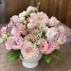 Gorgeous all pink arrangement, includes roses dahlias, peonies, stock and much more.
(Please