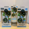 Three boxed self-watering plant globes on a table