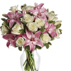 beautiful and elegant bouquet featuring fresh pink lilies and soft white blooms