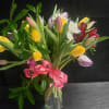 A lively hand-tied tulip bouquet that feels like spring in a vase