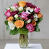 Bright Bouquet of Orange and Lavender Roses with Hot Pink Edges with