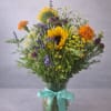 Bright yellow sunflowers take center stage in this Rustic Sunshine bouquet, an