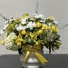 Medium sized vase arrangement in perfect spring colors