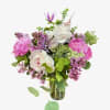 Pink and white mixed bouquet in a glass vase