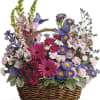  A charming basket full of colorful flowers that brings joy and