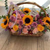 A romantic basket filled with beautiful blooms that symbolize love and passion.