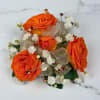Four vivid orange roses take center stage in this version of our