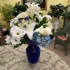 Blue Vase with white flowers