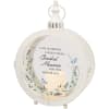 White memorial lantern with butterfly and floral wreath design