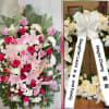 A lush standing wreath for sympathy and memorial services, this large floral