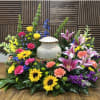 Cremation wreath full of vibrant colors