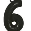 Black number 6 foil balloon on a white background