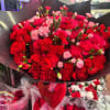 A grand bouquet made up of beautiful carnations and mini carnations. 
This