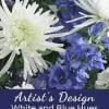 White and blue flower arrangement with large daisy-like blooms