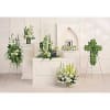 Calming white blooms and unique, sculptural greens give this collection of six