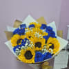 The Radiant Blue Medley is a bold and beautiful bouquet that pairs