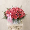 Brighten any space with our Elegant Flower basket Arrangement! Bursting with vibrant