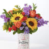 Colorful bouquet in a birthday gift container