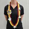 ASU Graduation Ribbon Lei with White Orchid Blooms.