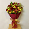 This Graduation Wrap Includes Red Roses, Solidago, Red Alstroemeria, Yellow Daisies, Greenery