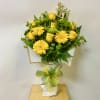 This Graduation Presentation Bouquet Includes Yellow Roses, Green Fuji, Yellow Gerbera, Green