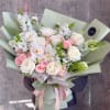 mix flowers with white and blush pink.