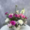 Our most popular arrangement ever, this vibrant pink and white garden-style design