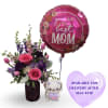 Bursting with saturated pinks and violets, this cheerful flower arrangement is crafted