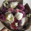 A soft, garden-style hand-tied Mother&rsquo;s Day bouquet with locally grown flowers in