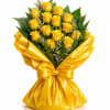 A bouquet of gorgeous Yellow roses wrapped in yellow paper makes a