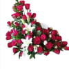 Large bouquet of red roses and white lilies