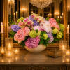 Website Description:
A luxurious pastel floral arrangement designed with soft pink roses, lavender