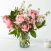 Vase with some pink themed , alstromedias stock roses carnations!