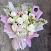 mix of white and light greeen and soft pink color theme