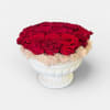 A luxurious arrangement of premium preserved red roses, beautifully set in the