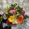 Colorful bouquet with gerbera daisies, roses, and carnations