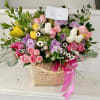 A beautiful flower arrangement in San Antonio featuring fresh pink roses, white