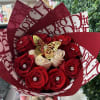 Dior inspired dozen ️

12 roses (red &amp; ivory) ️ with diamond details