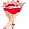 Red roses with cherries decorations and bows around . Standard 12 roses
Deluxe