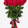 Bouquet of red roses tied with a satin ribbon