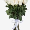 Bouquet of white roses tied with a white ribbon